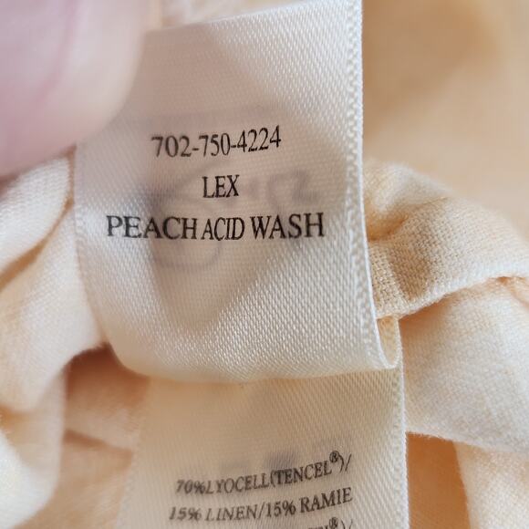 Rails Lex Shirt Women's Small Peach Acid Wash Cuffed Sleeve Linen Blend - Picture 6 of 13